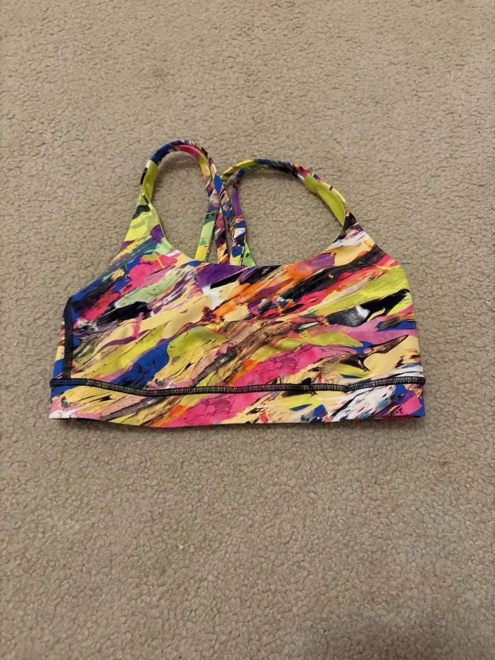 lululemon athletica Multicolor Strappy Sports Bra - Neon Abstract Print